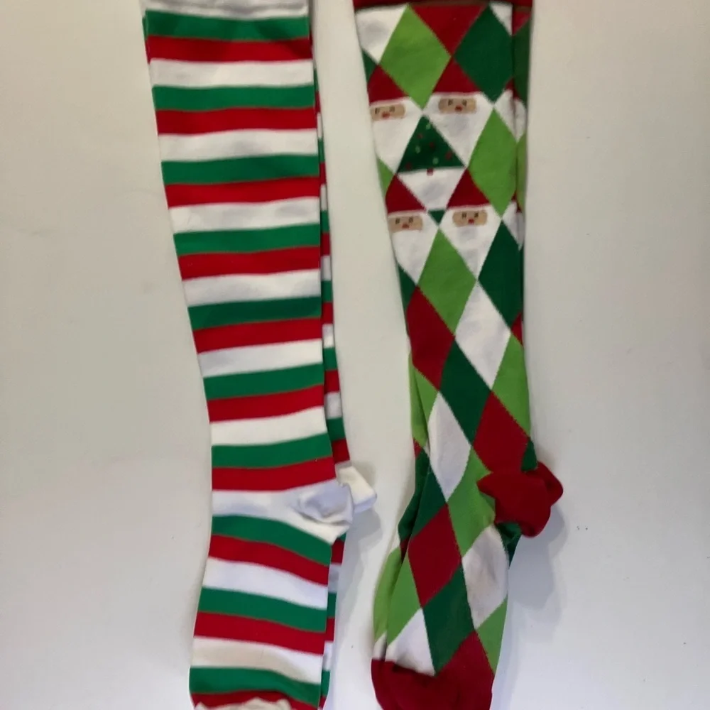 Festive Christmas Striped and Argyle Socks